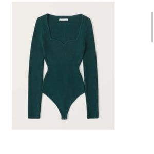 Abercrombie sweetheart sweater bodysuit in dark green